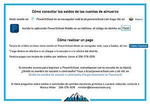 How to check lunch account balances in Spanish